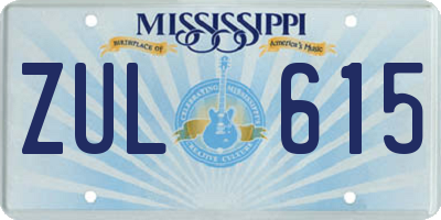 MS license plate ZUL615