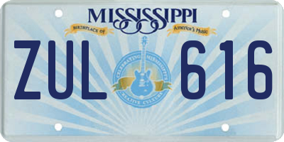 MS license plate ZUL616