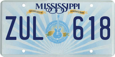 MS license plate ZUL618