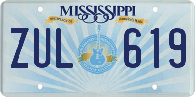 MS license plate ZUL619