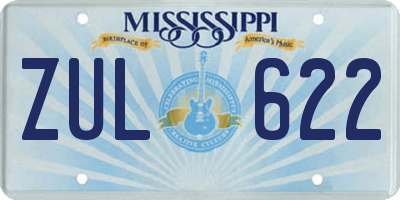 MS license plate ZUL622