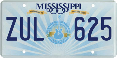 MS license plate ZUL625