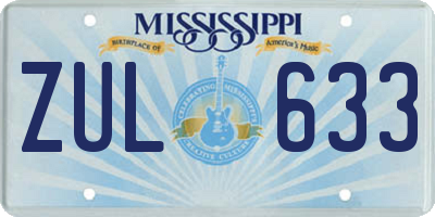 MS license plate ZUL633