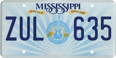 MS license plate ZUL635