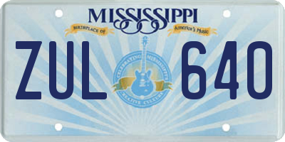 MS license plate ZUL640
