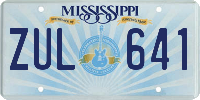 MS license plate ZUL641