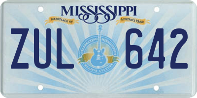 MS license plate ZUL642
