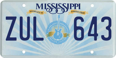 MS license plate ZUL643
