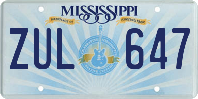 MS license plate ZUL647