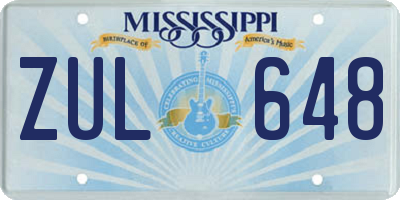 MS license plate ZUL648