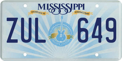 MS license plate ZUL649