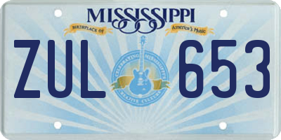 MS license plate ZUL653