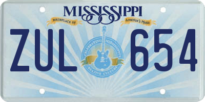 MS license plate ZUL654