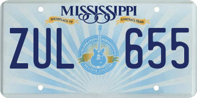 MS license plate ZUL655