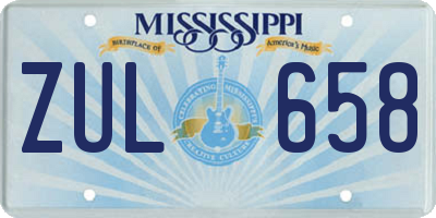 MS license plate ZUL658