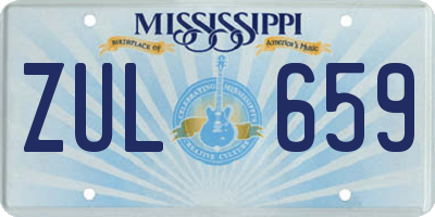 MS license plate ZUL659