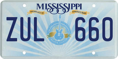 MS license plate ZUL660