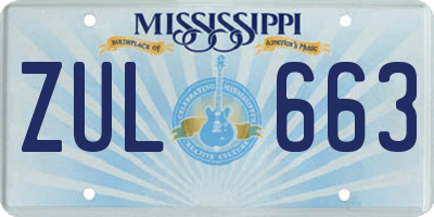 MS license plate ZUL663