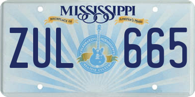 MS license plate ZUL665