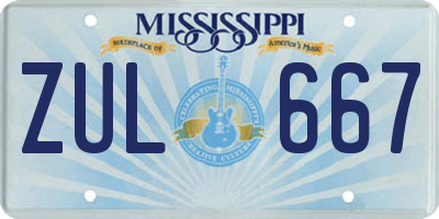 MS license plate ZUL667