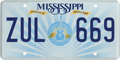 MS license plate ZUL669