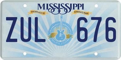 MS license plate ZUL676