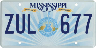 MS license plate ZUL677