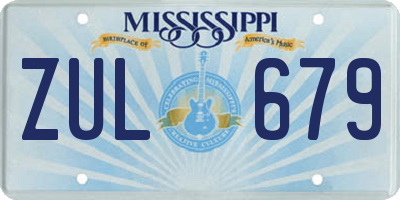MS license plate ZUL679