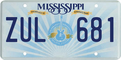 MS license plate ZUL681