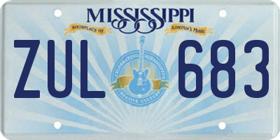 MS license plate ZUL683