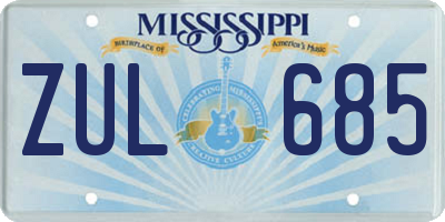 MS license plate ZUL685