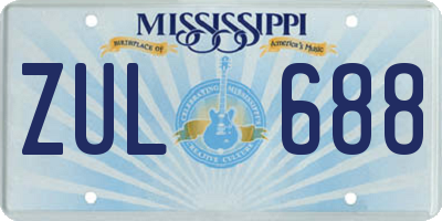 MS license plate ZUL688