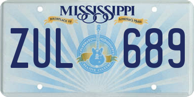 MS license plate ZUL689