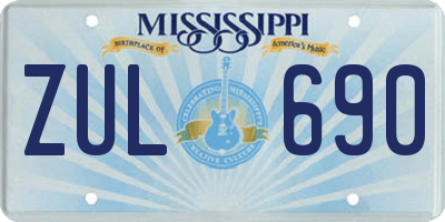 MS license plate ZUL690