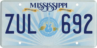 MS license plate ZUL692