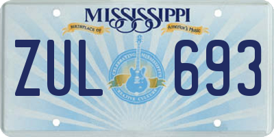 MS license plate ZUL693