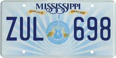 MS license plate ZUL698