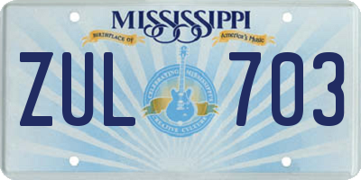 MS license plate ZUL703