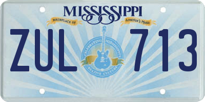 MS license plate ZUL713