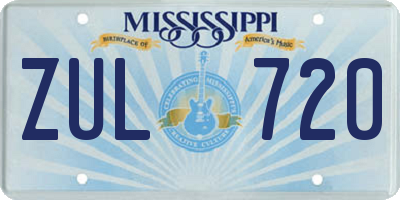 MS license plate ZUL720