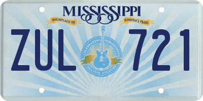 MS license plate ZUL721