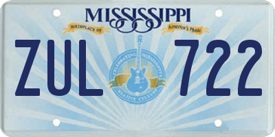MS license plate ZUL722