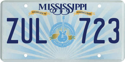 MS license plate ZUL723