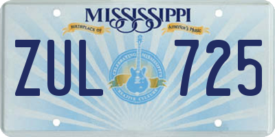 MS license plate ZUL725