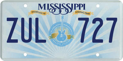 MS license plate ZUL727