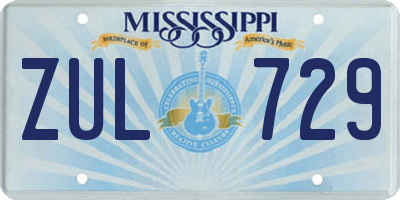 MS license plate ZUL729