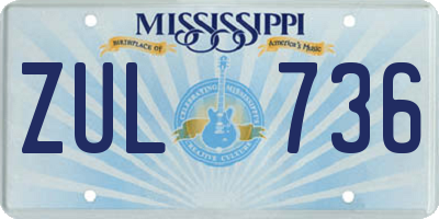 MS license plate ZUL736