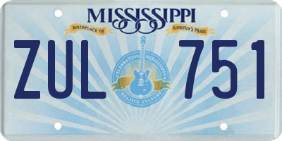 MS license plate ZUL751