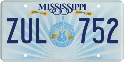 MS license plate ZUL752