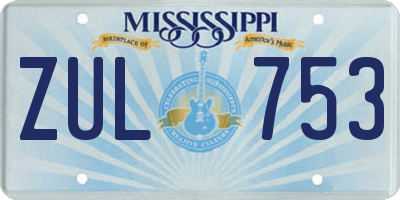 MS license plate ZUL753